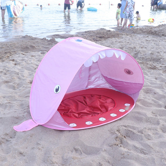 Shark Shape Play Tent Beach Tent UV-protecting Speed Open Baby   Sunshelter with Pool Kids Outdoor Toys Camping Sunshade Awning