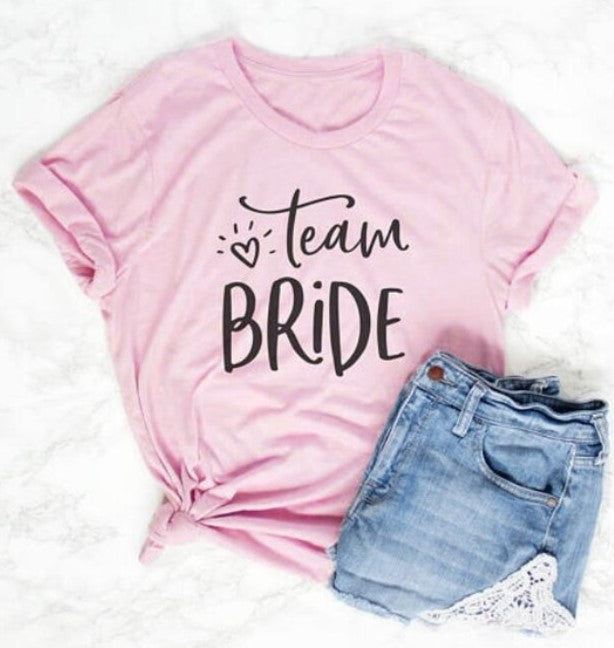 PADDY DESIGN Bachelorette Party Team Bride Bridesmaid T-shirt Wedding Bridal Party Women Top Tee Casual Short Sleeve Female Tops