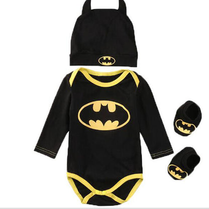 New Batman Triangle Romper + Hat + Foot Cover Three-piece Set Children's Romper Set Baby Clothes