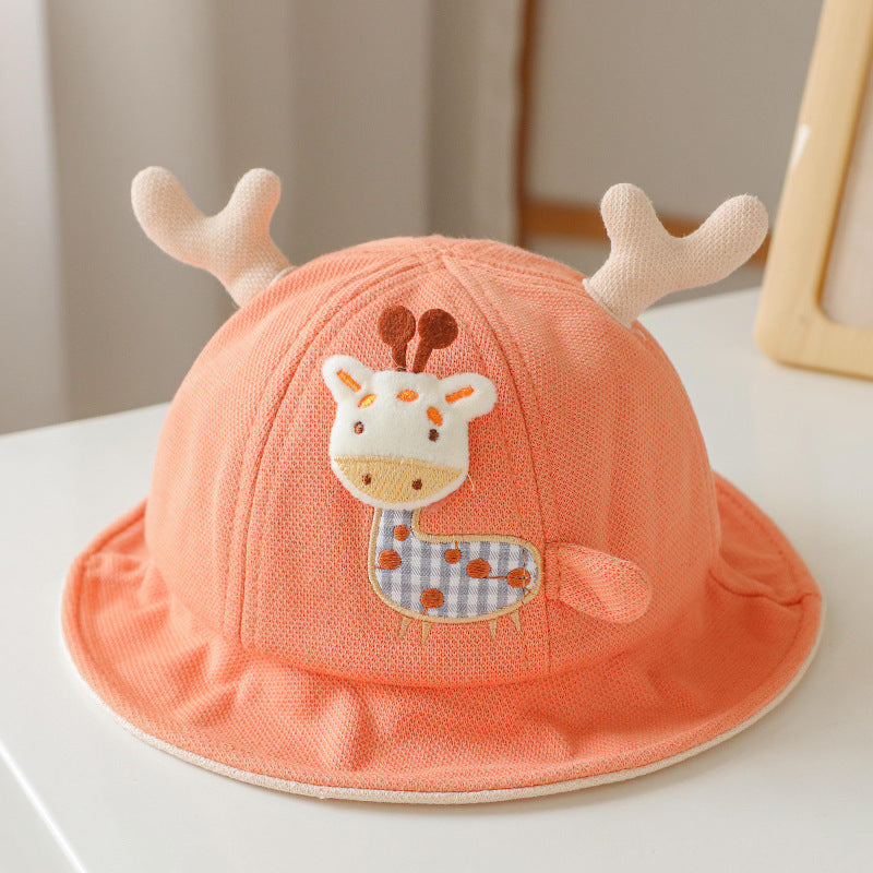 Baby hat spring and autumn Korean version of children's cute super cute fisherman hat boys and girls baby thin basin hat baby
