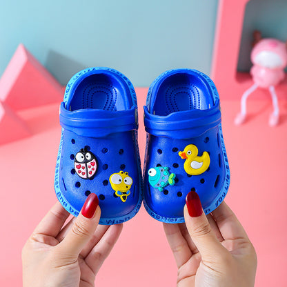 Baby Sandals Boys Summer Toddler Cartoon 1-3 Years Old 2 Girls Baotou Hole Shoes Soft Bottom Non-slip Baby Beach Sandals