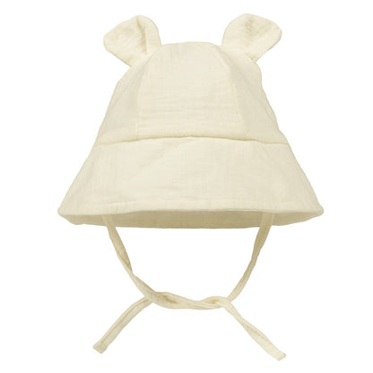 INS children's sunshade sun hat super cute rabbit ears baby basin hat double gauze cotton baby fisherman hat