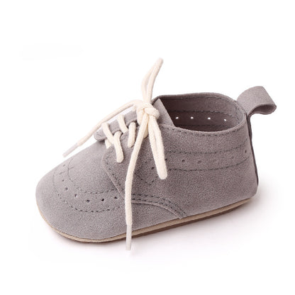 British Style Nubuck Leather Shoes Baby Non-Slip Toddler Shoes Front Lace Up Baby Shoes Wholesale BC2304