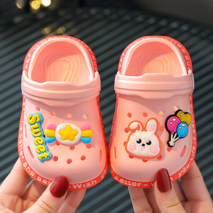 Children's slippers summer girls cute soft bottom non-slip children's sandals and slippers for children infants baby baby hole shoes boys
