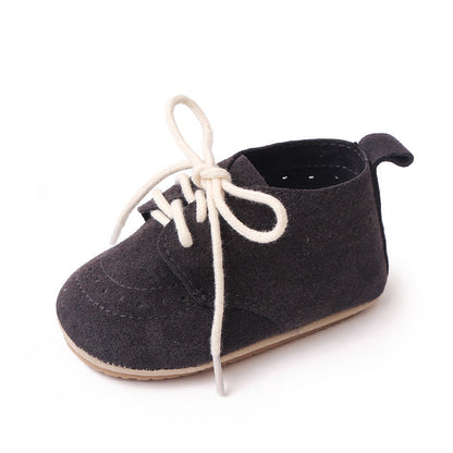 British Style Nubuck Leather Shoes Baby Non-Slip Toddler Shoes Front Lace Up Baby Shoes Wholesale BC2304