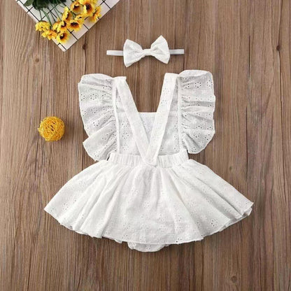 Girls' dress bag fart clothing baby solid color baby romper romper newborn clothes foreign style cross-border summer